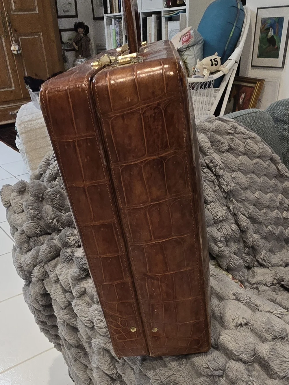 Vintage Custom-Made Genuine Crocodile Attache Case – Handmade Luxury Briefcase